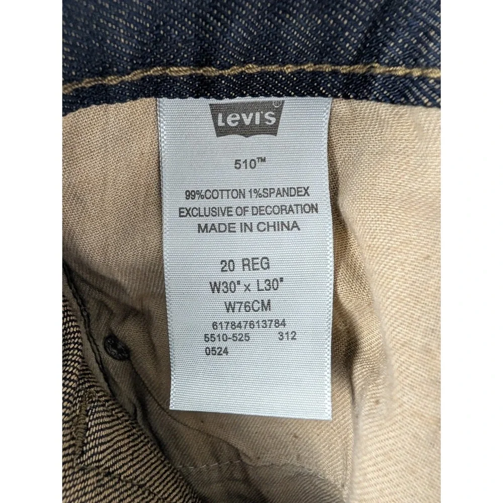 Levi's 510 Super Skinny Jeans Boys 20 Reg 30x30 Dark Blue Stretch Rinse Denim